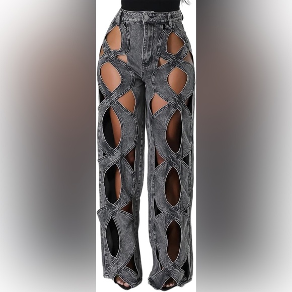 NWT GOODTIME Hollow criss cross jeans - Picture 3 of 8